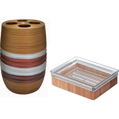 Bosphorus 2'li Bathroom Set Metallic And Bamboo Model