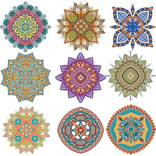 Mandala Iron On Patches For Clothing A-level Washable Thermal Heat Transfers Sticker On Clothes T-shirt Washable Applique