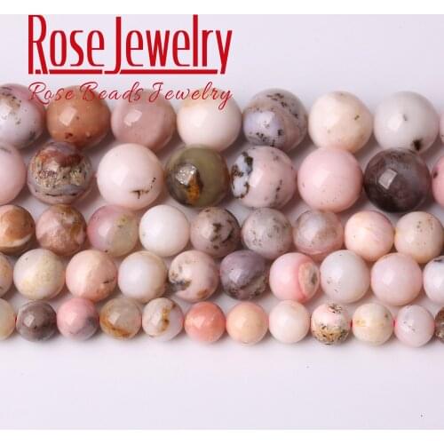 Natural Mineral Gem Pink Opal Round Beads For Needlework Jewelry Making 4 6 8 10 mm Charm Spacer Beads Diy Bracelet Necklace