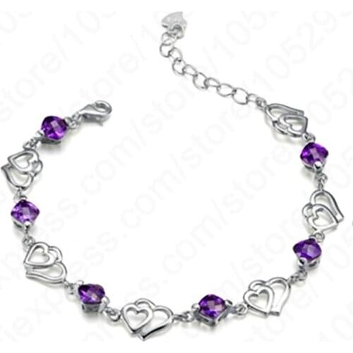 New Arrival Heart Shape 925 Sterling Silver SilverCharm Cubic Zircon Bracelet Women Fine Wedding Jewelry Free Shipping