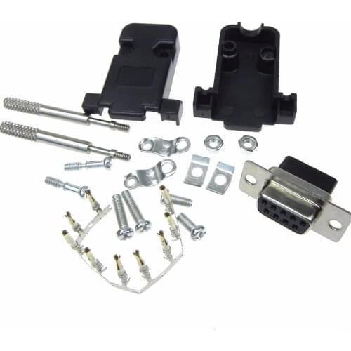 10pcs/lot DB9-9pin female crimp type socket with the screws DB9 cable connector free shipping