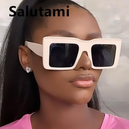 Vintage One Piece Oversized Square Sunglasses For Women New Fashion Brand Gradient Orange White Sun Glasses Female Elegant Shade