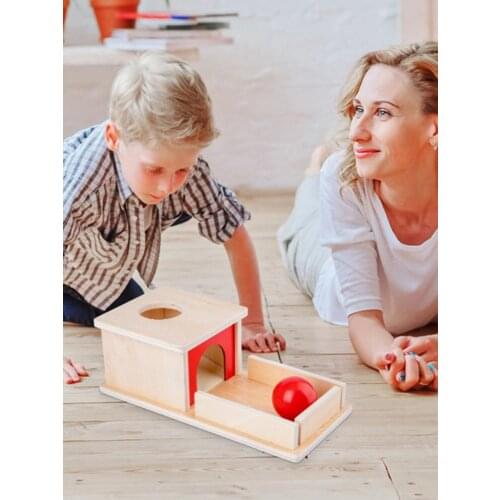 Montessori Matching Blocks Wooden Permanence Object Box Permanence Target Box with Tray Ball Montessori Toddler Educational Toys