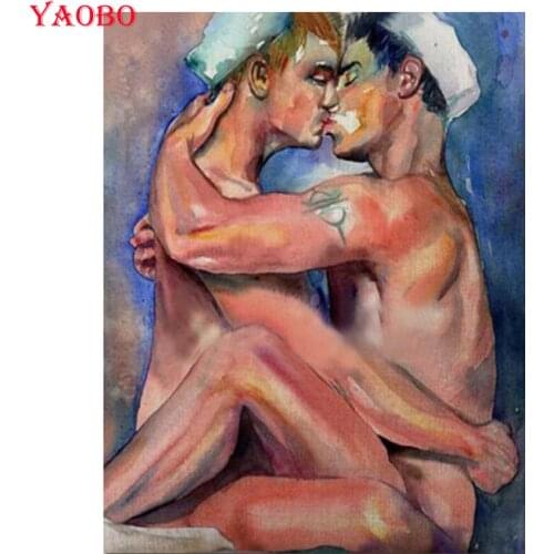 Full square/round 5d Diamond Painting Cross Stitch man gay kiss picture of rhinestones decoration diy diamond Embroidery sale