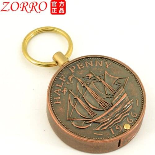 Retro Portable Creative Brass coin Grinding Wheel Flint Gasoline Lighter Pendant Gadgets Can Be Used To Collect Outdoor