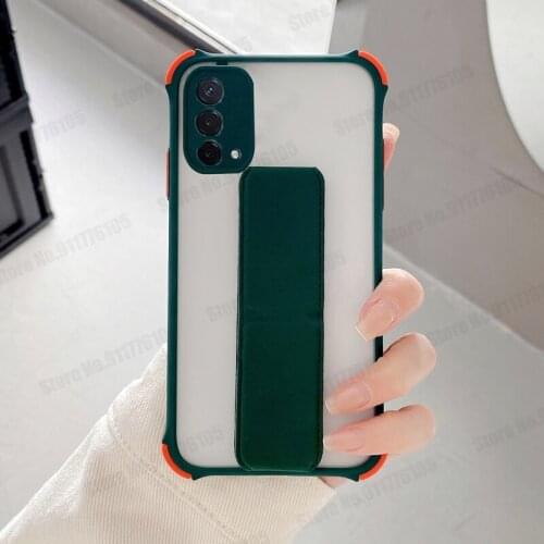 Wrist Strap Stand Airbag Shockproof Case For OPPO F19 Reno 5 Pro Find X3 X2 Clear Matte Back Cover For Realme GT 8 7 X7 Pro C25
