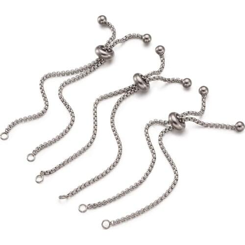 10pcs Adjustable 304 Stainless Steel Bracelet Making Slider Charm Bracelet for Jewelry Making DIY Bracelet Supplies 9"(230mm)