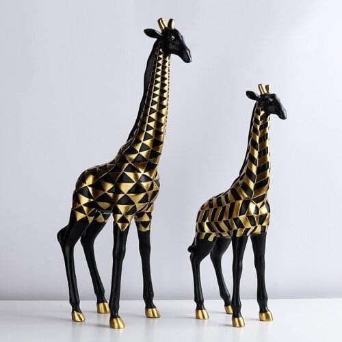 LUXURIOUS GIRAFFE ART SCULPTURE DECOR ABSTRACT ART ANIMAL STATUE RESIN CRAFTS HOME DECORATION STRIPE GIRAFFE FIGURINE R4913