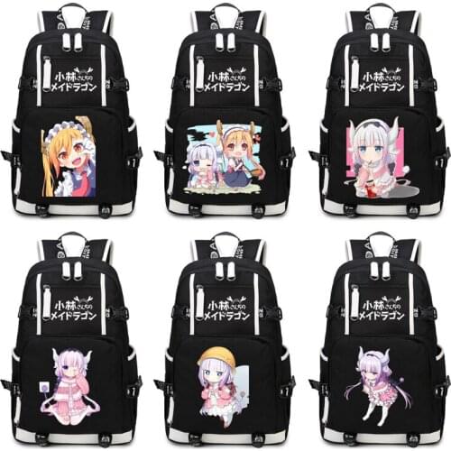 Kobayashi-san Chi No Maid Dragon Anime USB Boy Girl Book School Bags Teenagers Schoolbags Women Men Laptop Travel Backpack