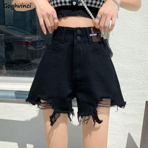 Shorts Womens Summer New Vintage Hole All-match Simple Solid High Waist Ladies Hot Chic Fit Fashion Soft Denim Clothing Ulzzang