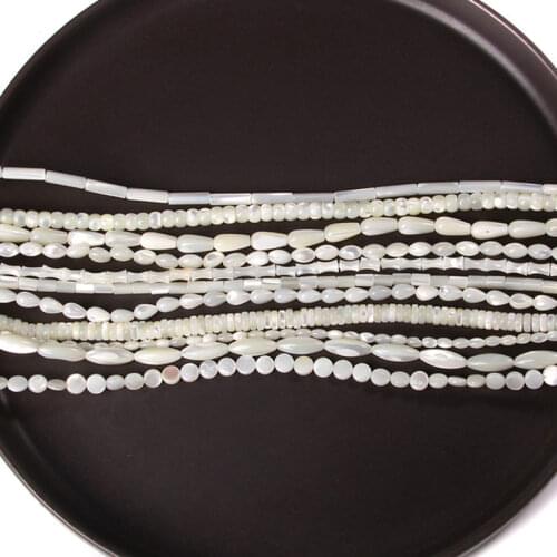 Natural white Mother of Pearl Shell tube round Beads Loose smooth Shell Spacer Beads For Jewelry Making Necklace bracelet diy