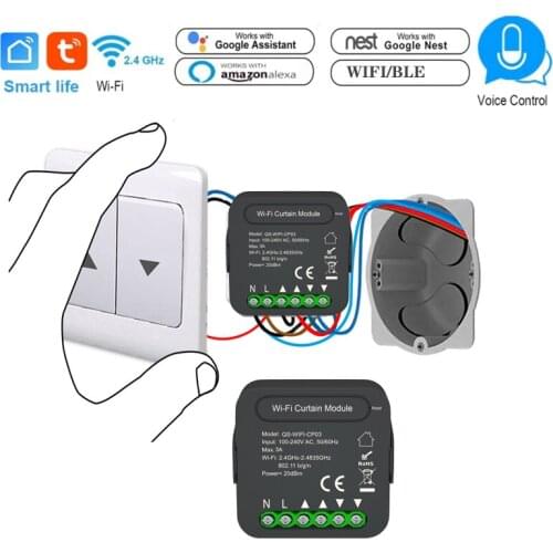WIFI Switch WIFI 2.4GHz Curtain Switch Smart Switch Tuya Smart Smart Curtain Switch BK Dual Mode Work With Alexa Google Home