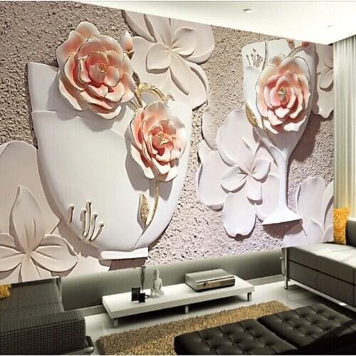 Vase Rose Papel 3d wall mural wallpaper for sofa background 3d photo murals 3d wall murals Wall paper parede living room mural