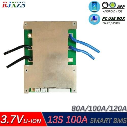 13S 100A lipo lithium Polymer BMS/PCM/PCB battery protection board for 18650 Li-ion Battery Cell w/ Balance w/APP
