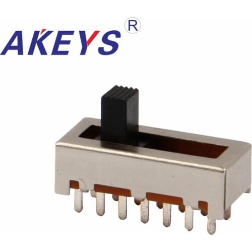 10PCS SS-26F03 2P6T Double pole six throw 6 position slide switch 14 pin DIP type without fixed pin handle heights