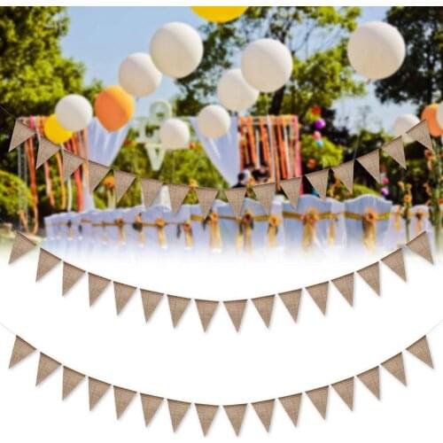 13Pcs Burlap Cloth String Bunting Flag Pennant Hanging Banner Jute Birthday Wedding Party Decor Christmas Tree Decoration