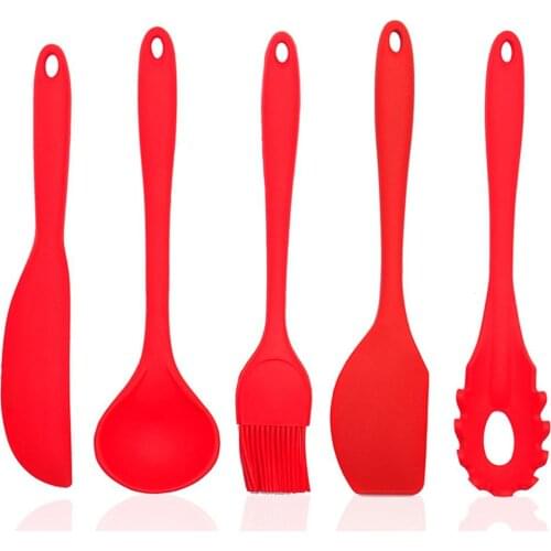 LanLan 5Pcs/Set Silicone Scraper Cream Spatula Blade Brush Batter Mixing Baking Tool