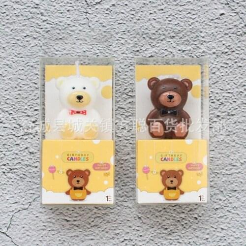 6PCS Cake candle ins net red creative cartoon couple little bear candle bow tie birthday party dress up