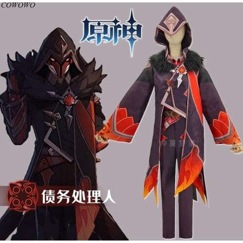 Anime! Genshin Impact Fatui NPC Game Suit Handsome Cool Uniform Cosplay Costume Halloween Carnival Party Outfit For Men 2021 NEW