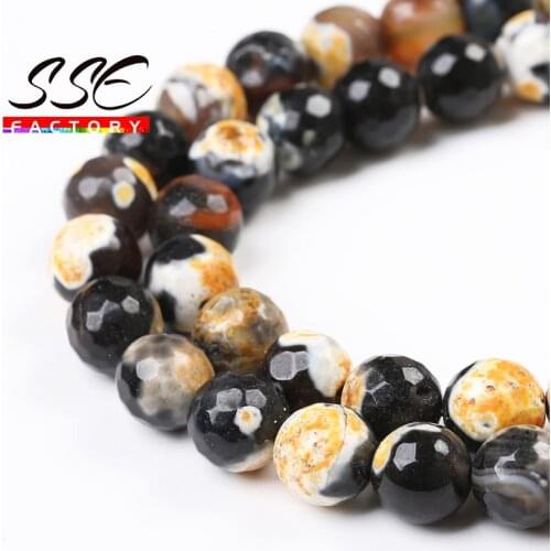 Wholesale Orange Fire Dragon Agates Natural Stone Beads Round Loose Spacer Bead For Jewelry Making DIY Bracelet 15'Strand 8 mm