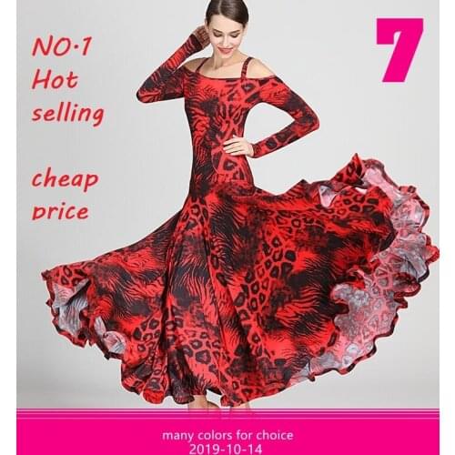 Black print ballroom waltz dress rumba Standard social dress Ballroom dance competition dress fringe modern dance dress9043