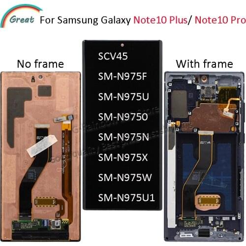6.8''AMOLED For Samsung Galaxy Note 10 plus LCD N975F/DS N975U with Frame Display Touch Screen Digitizer For Samsung note10+ LCD