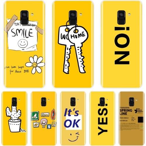 For Samsung Galaxy A6 A8 Plus 2018 A5 A7 Phone Case Silicone Yellow Cactus Soft Back Cover For Samsung Galaxy A3 A5 A7 2016 2017