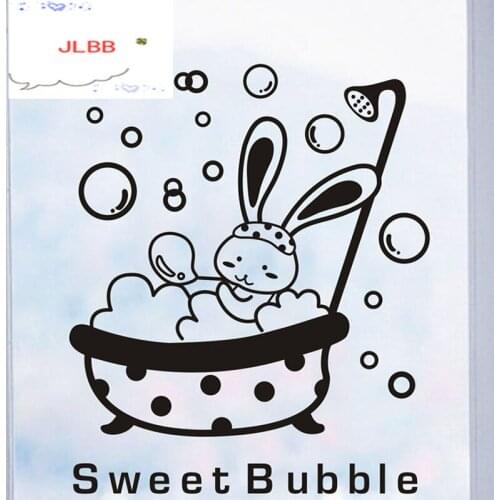 Shower Glass Door Stickers Cartoon animal bunny sweet bubble Wall Sticker Cute Waterproof baby Bathroom Decor Wall Art Decals