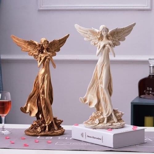 European Resin Angel Goddess Character Sculpture Decoration Home Livingroom Figurines Crafts TV Bookcase Furnishing Ornament Art