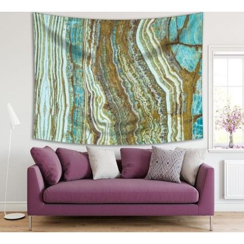 Tapestry Natural Stone Layers Colorful Rock Formations Gemstone Nature Decorative Photo Printed Turqoise Brown