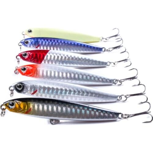 6PCS 75mm 10g Topwater Fishing Lure Floating Sinking Pencil Bait Strong Hooks Artificial Hard Bait Pesca Fishing Tackle