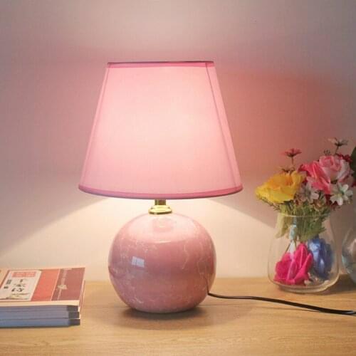 Ceramic modern bedroom bedside table lamp childrens room Nordic pink wedding pastoral cute desk lamp WF102609
