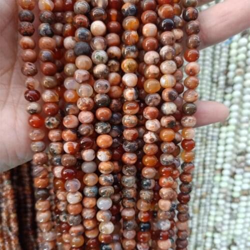 Round Natural Red Moss Agates Stone Beads 4MM 6MM Loose Agat Stone Beads Strand 15'' For Bracelet Necklaces Jewelry Making DIY