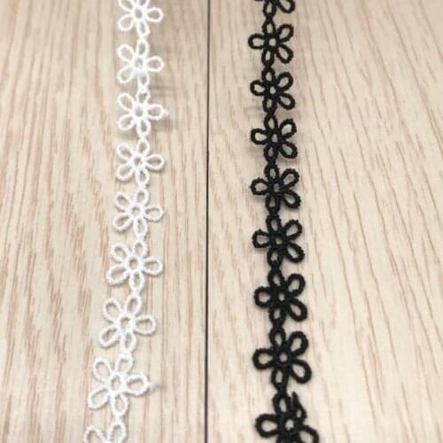 1Yard 91cm New Lace Fabric Materials 1cm Flower Embroidery Lace Fabric Ribbon Guipure Cotton Lace Trim encajes para costura LW1