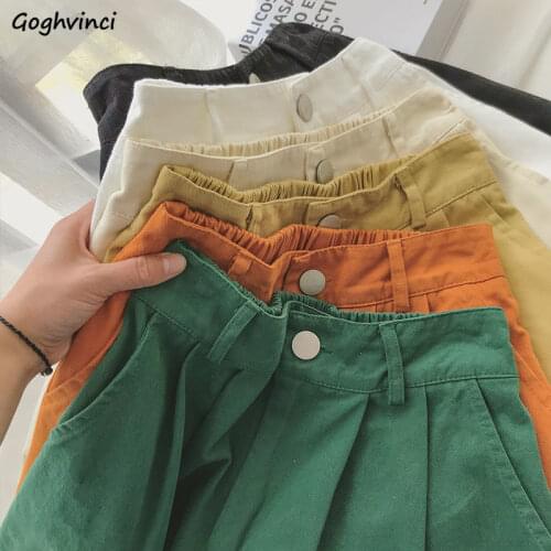 Janpanese Style Summer Women Shorts Simple Design Solid Popular Breathable Loose Straight Harajuku All-match Ulzzang Students