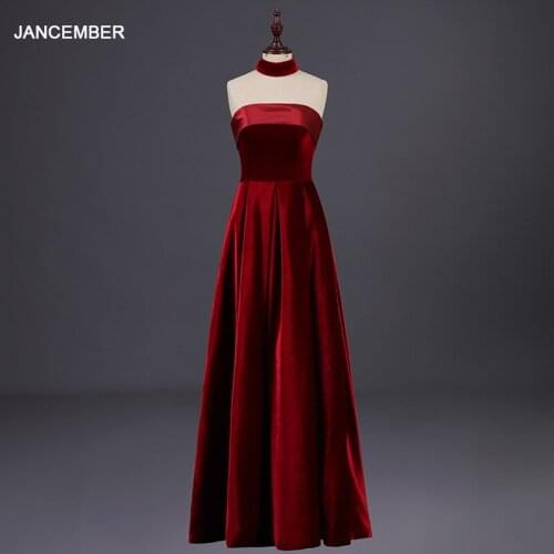 LSDZ33 A-Line Simple Red Elegant Strapless With Sleeveless Evening Dress 2021 Floor-Lenght Zipper With Back