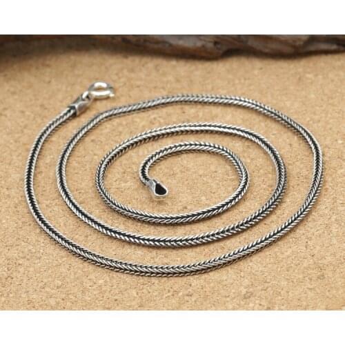 S925 pure silver 2mm import fashion jewelry man necklace rope chain collocation of male and female Silver Necklace