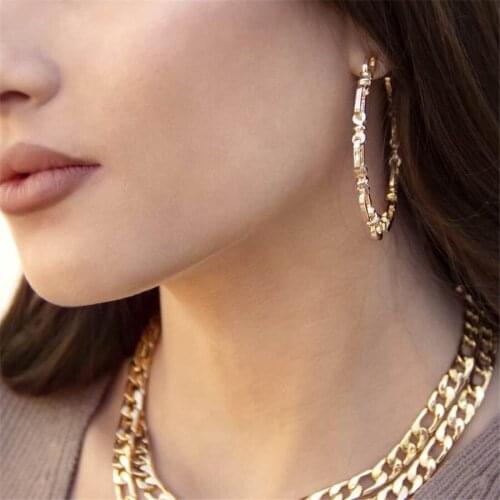 2021 New Cross-border Earrings Geometric Simple Copper Plating 18K Real Gold Earrings Manufacturers Wholesale Foreign Trade