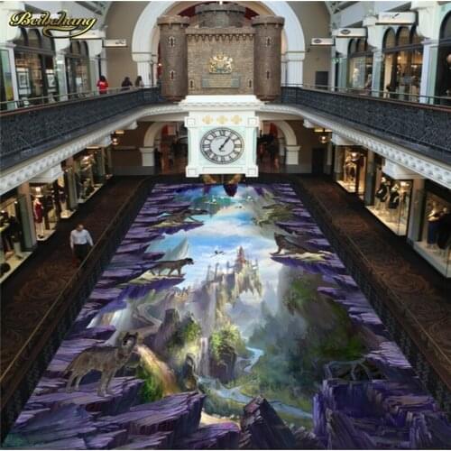 Beibehang Custom photo floor painting wallpaper to paste the cliffs 3D stickers thick wear-resistant PVC floor papel de parede