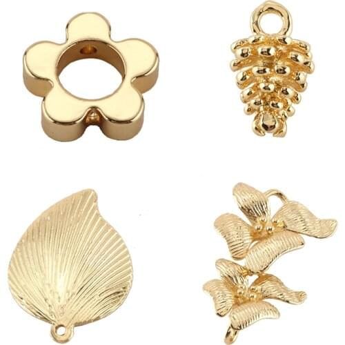 Charm Charms for Jewelry Making Supplies Flowers Leaves Pine Cones Pendant Diy Earring Bracelet Necklace Copper Accessories