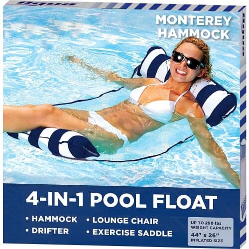 Aqua 4-in-1 Monterey Hammock Inflatable Pool Float, Multi-Purpose Pool Hammock, pool lounge float, pool lounge chair