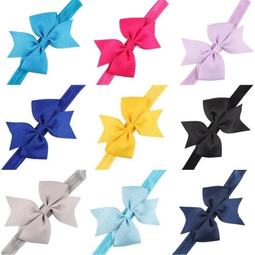 Lovely Handmade Grosgrain Ribbon Dovetail Bowknot Infant Elastic Hairband Sweet Kids Hair Accessories Baby Girls Bows Headwear