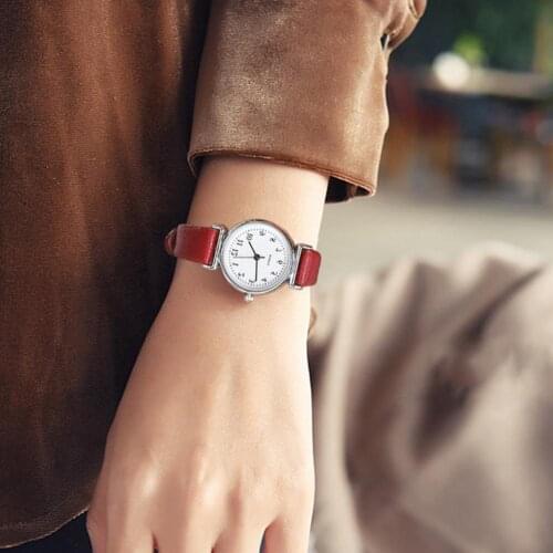 Simple Women Small Round Dial Arabic Numbers Analog Quartz Wrist Watch Gift