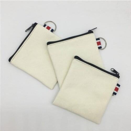 DIY Blank Hand-painted Canvas Bag Pure Zipper Coin Key Bag Money Pocket Women Men Creative Hand-held Coin Purse Small Wallet Kid