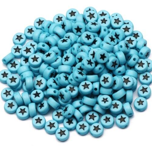 Blue Round 4x7mm Acrylic Spacer Beads Black Heart Shaped Loose Beads for Jewelry Design DIY Charm Necklace Beaded Accessories