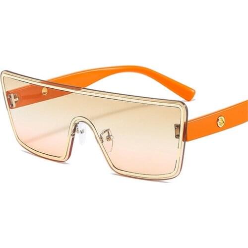 Retro Oversized One Piece Women Sunglasses Designer Ins Popular Fashion Colorful Gradient Sun Glasses Men Shades