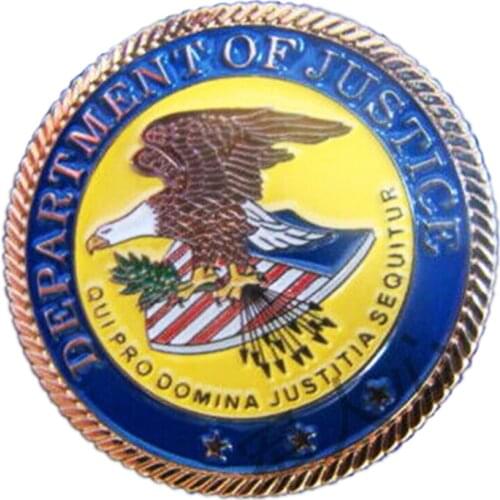 US UNITED STATES DOJ DEPARTMENT OF JUSTICE METAL EAGLE PIN BADGE