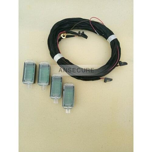 4 PIECES LED INDOOR Footwell Light FOOT LIGHT + Wire harness For A4 A5 A6 Q3 Q5