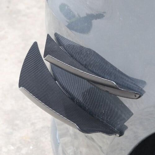 4 Pieces Universal Carbon Fiber Front Bumper Splitter Fins Trim Set Carbon fiber color