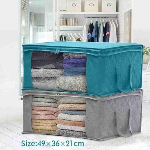 Foldable Quilt Clothes Storage Bag Portable Organizer Folding Closet Organizer For Pillow Quilt Blanket Quilt Bag Organizer